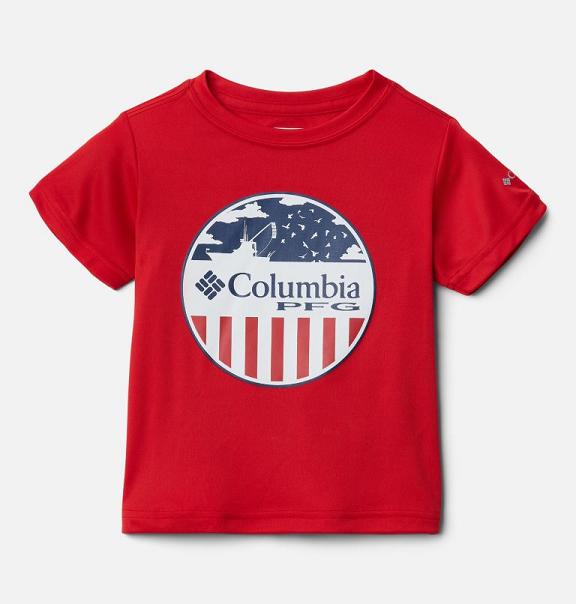 Columbia PFG Shirts Red For Boys NZ97180 New Zealand